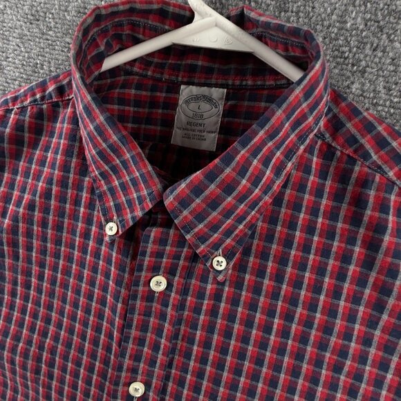 Brooks Brothers Button Up Shirt Men Red Blue Check Long Sleeve Large Regent - Picture 7 of 11